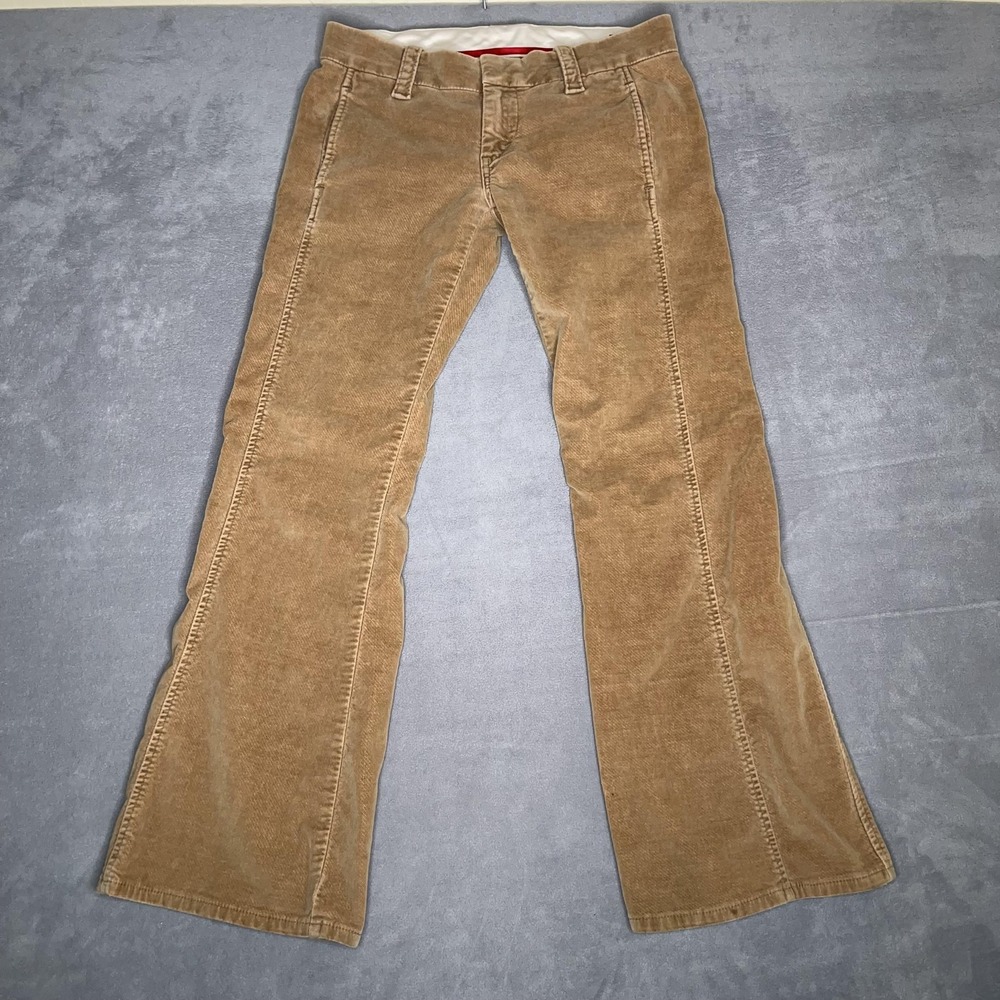 Levi's Corduroy Flare Pants Women's 5M Tan‎ Mid Rise Stretch Retro Y2K